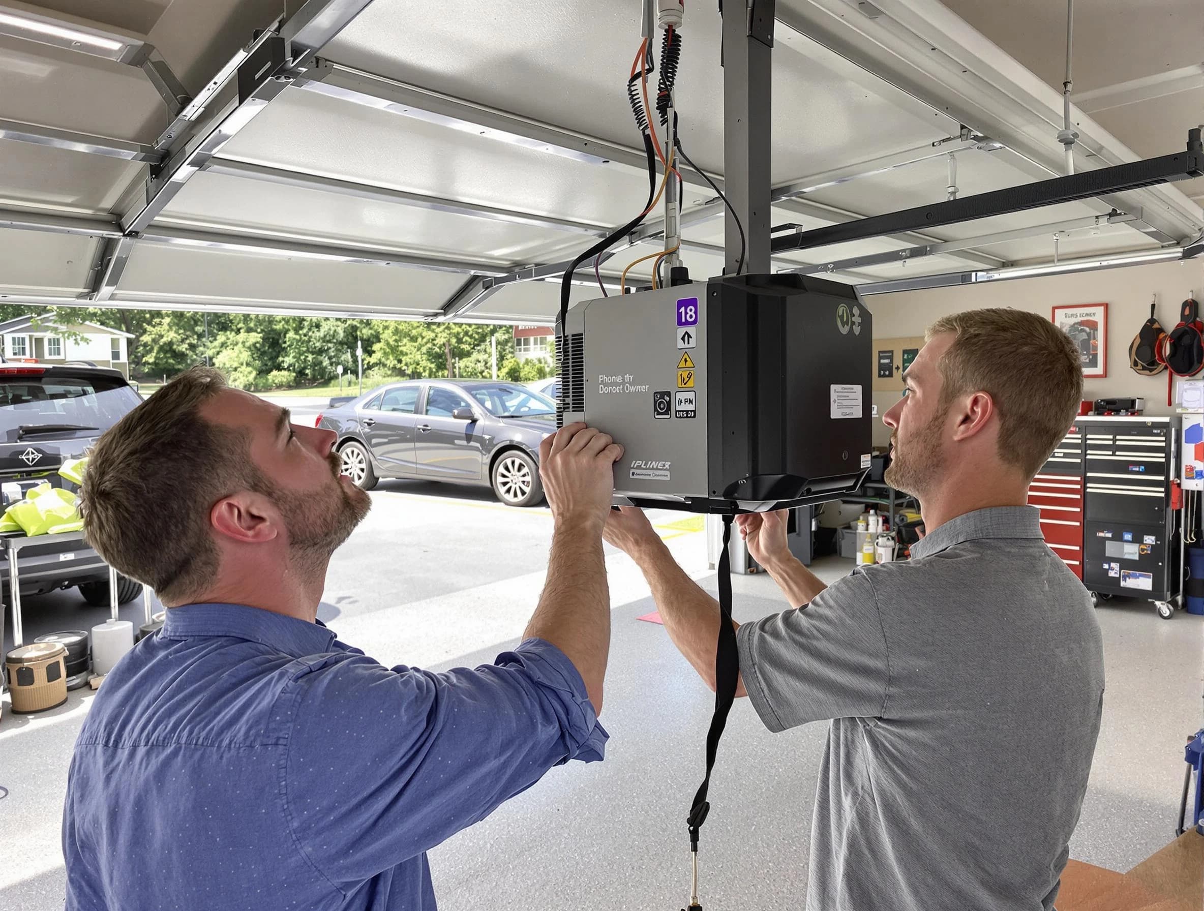 Franklin Park Garage Door Repair technician installing garage door opener in Franklin Park