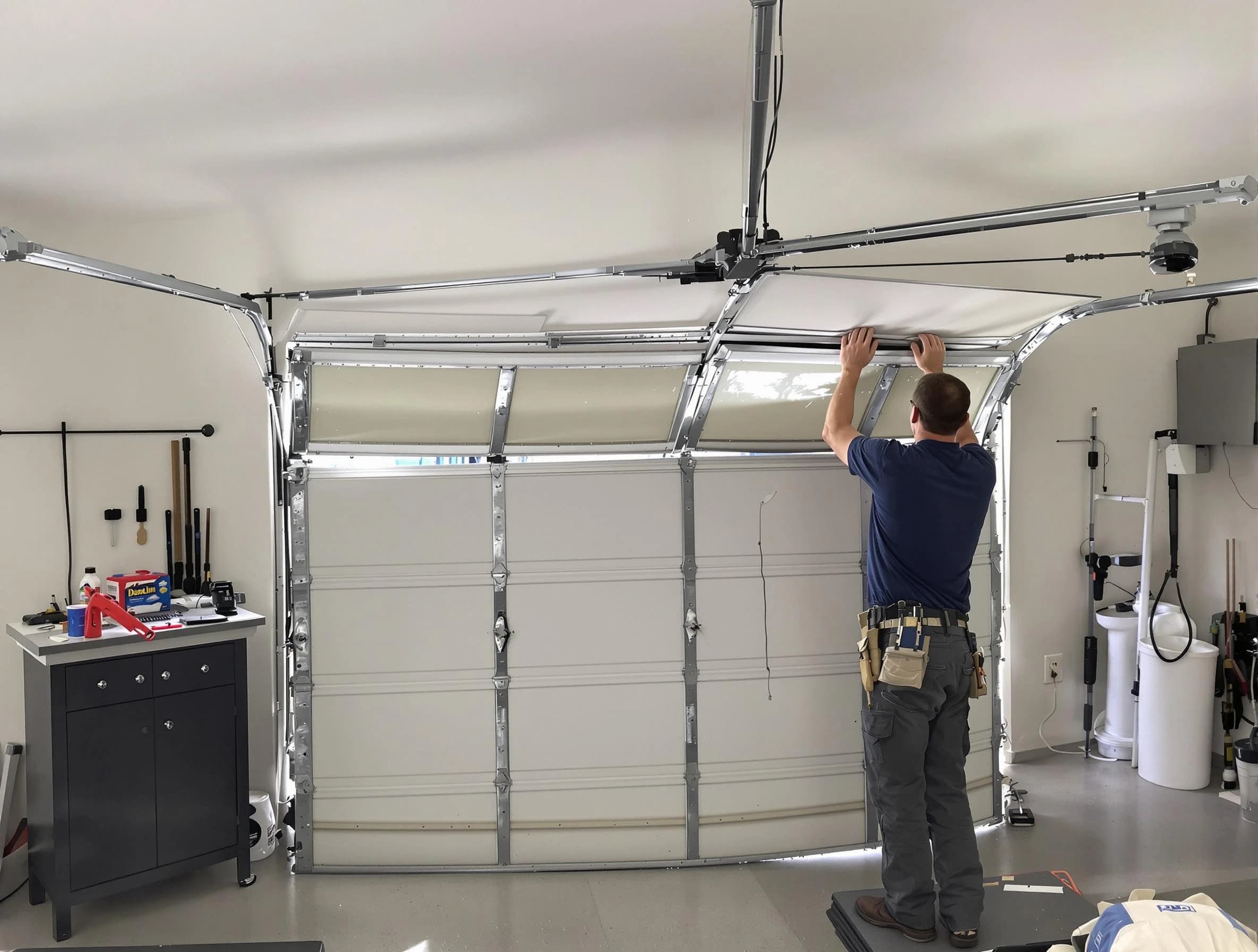 Franklin Park Garage Door Repair specialist performing precise section replacement on Franklin Park garage door