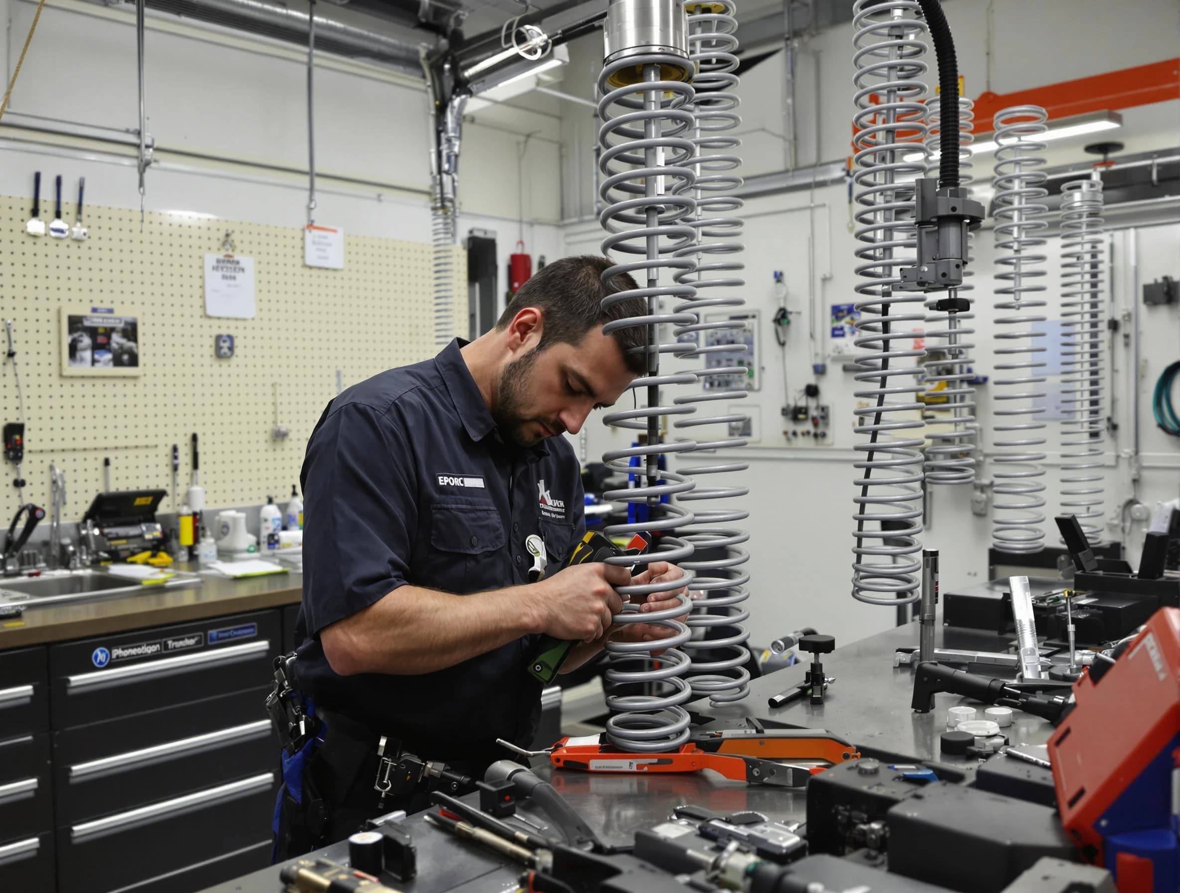 Franklin Park Garage Door Repair technician performing spring repair in Franklin Park